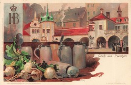 Munich Munchen Germany~Artist Kley-Heinrich-Hofbräuhaus, Bierkrüge-1900 Postcard - £7.98 GBP