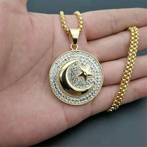 Elvis Presley Concert TCB Moon Star Gold Plated Pendants Chain Isamic St... - £17.39 GBP