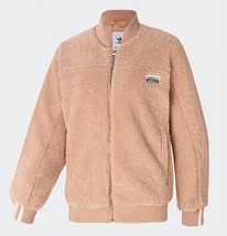 New Adidas Originals Womens Pink Sherpa Jacket Fleece Track Hoodie FN2797 - £103.90 GBP
