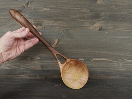Unique handmade wooden ladle Large serving spoon Walnut wood spoon - £52.38 GBP