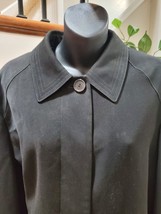 Gallery Women&#39;s Black Polyester Long Sleeve Collared Trench Coat Size 14P - £35.55 GBP