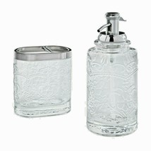Pioneer Woman Clear Amelia Soap Dispenser Toothbrush Holder Vintage-Styl... - $741.85 MXN