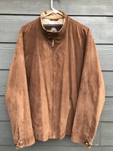 Weatherproof Brown Faux Suede Full Zip Men&#39;s Bomber Jacket Coat 5 Pocket Size Xl - £33.74 GBP