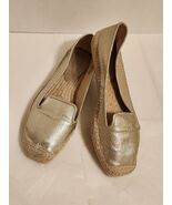 Nine West Womens 8M Espadrille Beach Flats Leather Jute Gold Tan NW Maxy... - $26.72