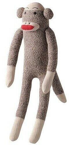 Sock Monkey Pal Dog Toy Plush Squeaker Classic Traditional Puppy Play 10" Large