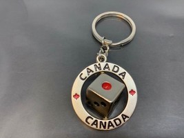 Vintage Canada Souvenir Keyring Dice Keychain Maple Leaves Ancien Porte-Clés - £6.49 GBP