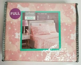 Urban Domain Kids FULL Unicorns Stars Sheet Set PINK Mythical Fantasy Gi... - £23.56 GBP