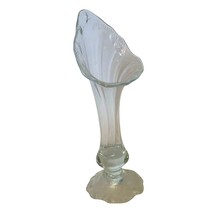 Calla Lily Vase Hand Blown Swung Glass Style Pale Green Tint 13&quot; Vintage - $28.05