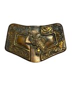 Vintage Western Saddle Belt Buckle Floral Scroll Cowboy Brass Tone - $25.20
