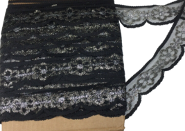 Lace Trim 34 Yards 1.5” Black - Metallic Silver Gold Sparkle Scalloped -... - £21.95 GBP