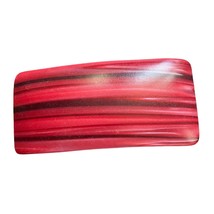 Vintage Rectangular Shaped Red Black Striped Hair Barrette Faux Stone 1980s - $21.30