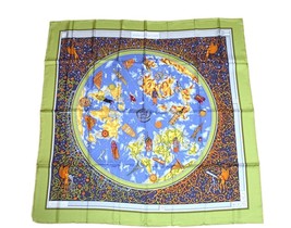 Hermes Scarf Www.Hermes.Com Silk 90 Cm Olivine Green Carre 35&quot; - £348.74 GBP