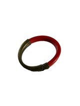 Red Leather Metal Bangle Bracelet Magnetic Clasp Unbranded Unisex - £14.04 GBP