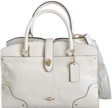 COACH MERCER 30 CHALK CREAM GRAIN LEATHER GOLD TURNLOCK SATCHEL BAGNWT! - £150.35 GBP