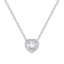 Simple Rhinestone Love Heart Stud Earrings Necklace Suit Jewelry Graceful Person - £11.99 GBP