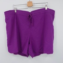 Linen Shorts 3X women&#39;s plus size ruffle edge high rise relaxed fit purple - $4.95