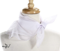 White Sheer Chiffon 50s Style Scarf - 21&quot; Square for Neck, Head, Hair - Hey Viv - £8.58 GBP