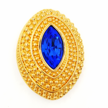 Swarovski Vintage Brooch  Sapphire Blue Marquise Crystal in Domed Oval Setting  - £53.42 GBP
