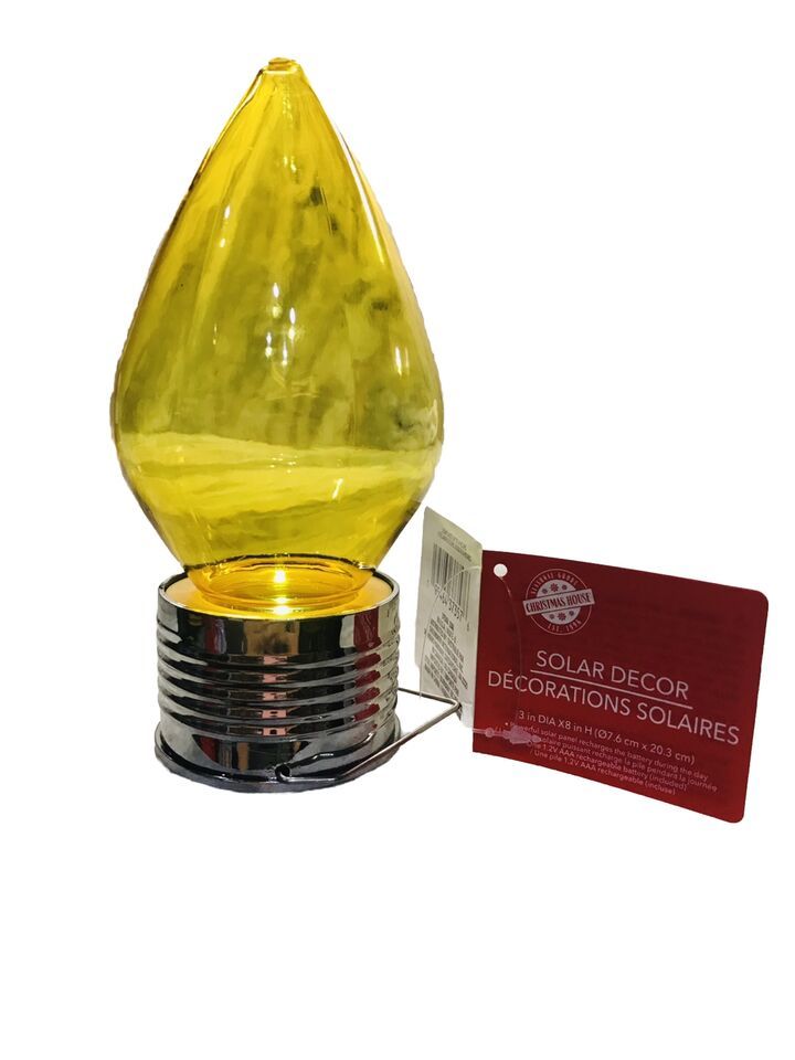 Brand NWT Yellow Solar LED Hanging Bulb Outdoor Decorative Ornament
