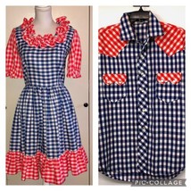 Vintage Handmade Square Dance Outfit Matching Mens Womens Used 3 Piece - £115.73 GBP