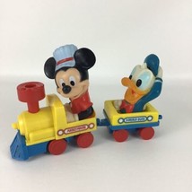 Mickey Mouse Engineer Mickey&#39;s Wind Up Toy Train ILLCO Walt Disney Vinta... - $22.82