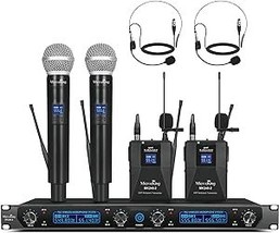 Wireless Microphone System, Uhf Cordless Mic Set With 2 Handheld Mics/2 Lavalier - £217.85 GBP