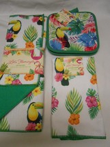 NEW Lot matching Let&#39;s Flamingle Pot holders, Kitchen Towel, &amp; Dish Dryi... - £790.61 GBP