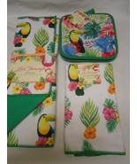 NEW Lot matching Let&#39;s Flamingle Pot holders, Kitchen Towel, &amp; Dish Dryi... - £789.63 GBP