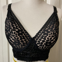 Prima Valentina Black Lacey Sexy Bra 38C Padded Floral Design Adjustable Straps - £13.04 GBP