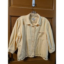 Christopher &amp; Banks CJ Jacket Size L Large Lightweight Yellow Fun Snaps ... - $12.98