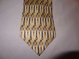 Tie Necktie Diamonds Striped Swirl Blue Gold Brown 58&quot; Master All Silk U... - £11.85 GBP