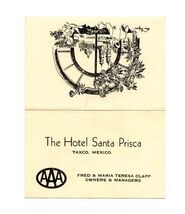 The Hotel Santa Prisca Business Card with Rates Taxco Mexico - $13.86