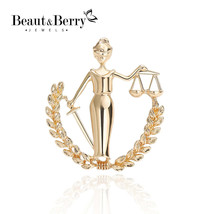 Golden Libra Goddess Brooch Multicolor Justice Pin for Women - £22.39 GBP