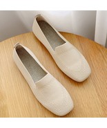 Mesh Ballet Flats Women Square Toe Knitted Loafers Breathable Flats Driv... - £22.16 GBP
