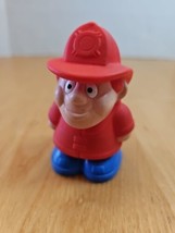 Vintage Tonka Firefighter Fireman 3&quot; Soft Toy Replacement Cake Topper Red Blue - £7.74 GBP