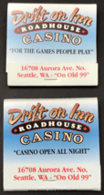 Lot of Two (2) Drift On Inn Roadhouse Casino Matchbooks Seattle WA Roads... - £9.54 GBP