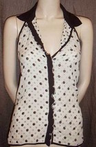 Emanuel Ungaro Silk and Virgin Wool Polka-Dotted Ruffled Halter Top L NWT - £272.62 GBP