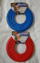 2 Nerf Dog  10&quot; Atomic Flyer Frisbee Dog Toy Red &amp; Blue Bundle Chew Play - £20.54 GBP