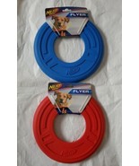 2 Nerf Dog  10&quot; Atomic Flyer Frisbee Dog Toy Red &amp; Blue Bundle Chew Play - £20.16 GBP
