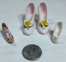 Lot of 4 Vintage Miniature Porcelain High Heel Shoes of Varying Styles and Sizes - £11.74 GBP