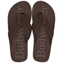 Budweiser Printed Brown Distressed Flip Flop Sandals Brown - $26.98