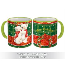 Kissing Bears : Gift Mug Christmas Mistletoe Garland Valentine Pattern Kids Cute - £12.70 GBP