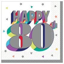 Here&#39;s to 80 Beverage Napkins 80th Birthday 16 ct - £3.15 GBP