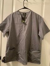 1x Natural Uniforms Adult Gray Scrub Top Shirt Nurse Medical Size Medium - £27.10 GBP
