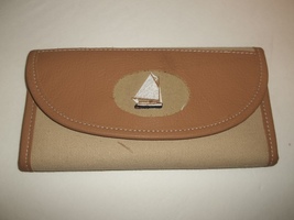 Ladies canvas and leather clutch wallet - £19.94 GBP