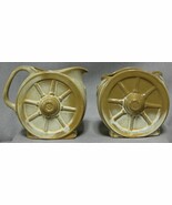 Rare Vintage Frankoma Wagon Wheel Cream &amp; Sugar Set Ada Clay Desert Gold... - $642.68 MXN