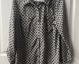 Kim Rogers Roll Tab Sleeve Button Up Blouse Womens Size Large Circles Pr... - $14.19