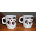 2X  Anchor Hocking Fire King 8 oz. White Milk Glass Brown Leaf D Handle ... - $13.99