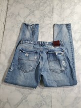 Zara Basic Jeans Size 4 Womens Medium Wash Mid Rise Distressed Straight Leg Deni - £20.79 GBP