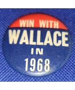 Political Presidential Campaign Button Pin  Win with Wallace 1968 - $94.22 MXN